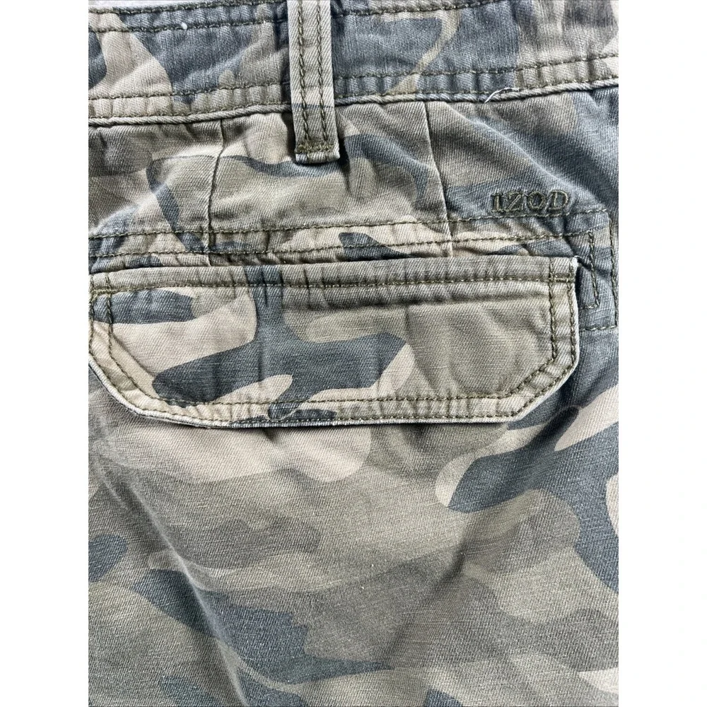 IZOD‎ Men's 100% Cotton Camo Camouflage Cargo Shorts Size 38X 10 Inseam